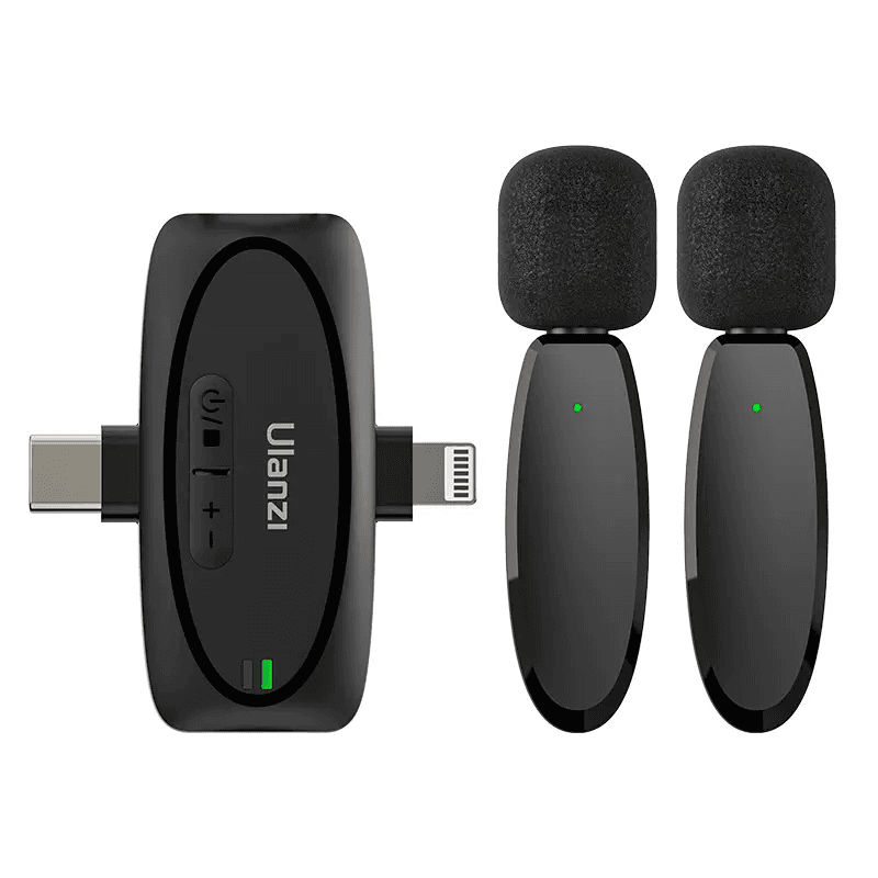 ULANZI A020GBB1 V6 3-in-1, 2db vezeték nélküli lavalier mikrofon, lighting, usb-c, 3.5mm jack