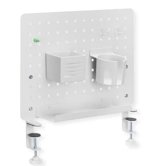 VALUE Asztalra szorítható tábla, opcionális tartóelemekkel, Clamp Mount Pegboard, fehér