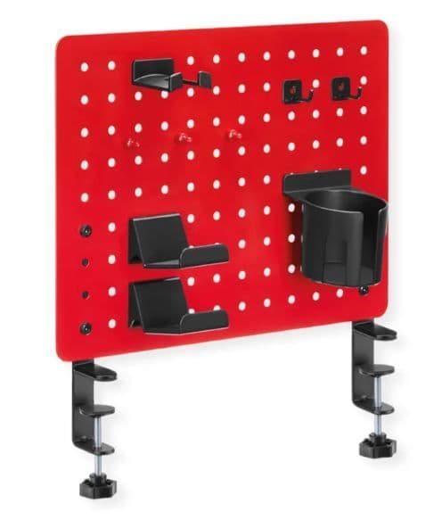 VALUE Asztalra szorítható tábla, opcionális tartóelemekkel, Clamp Mount Pegboard, Gamer / Office / Irodai, piros