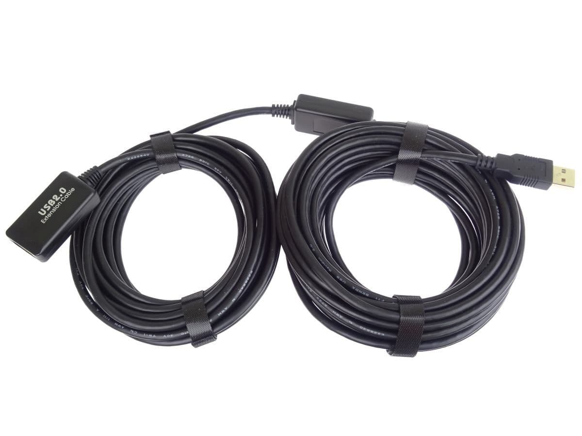 PREMIUMCORD Aktív Kábel USB-A 2.0, hosszabbító, repeater, A - A, M/F, 10m, fekete