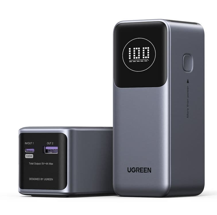 UGREEN Power Bank hordozható töltő, Nexode Power Bank, 12000mAh, 100W, Okos Digitális kijelzés, szürke