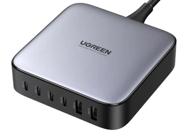 UGREEN Asztali hálózati töltő, 6 Port, GaN, 200W, 4x USB-C, 2x USB-A, 1m, szürke