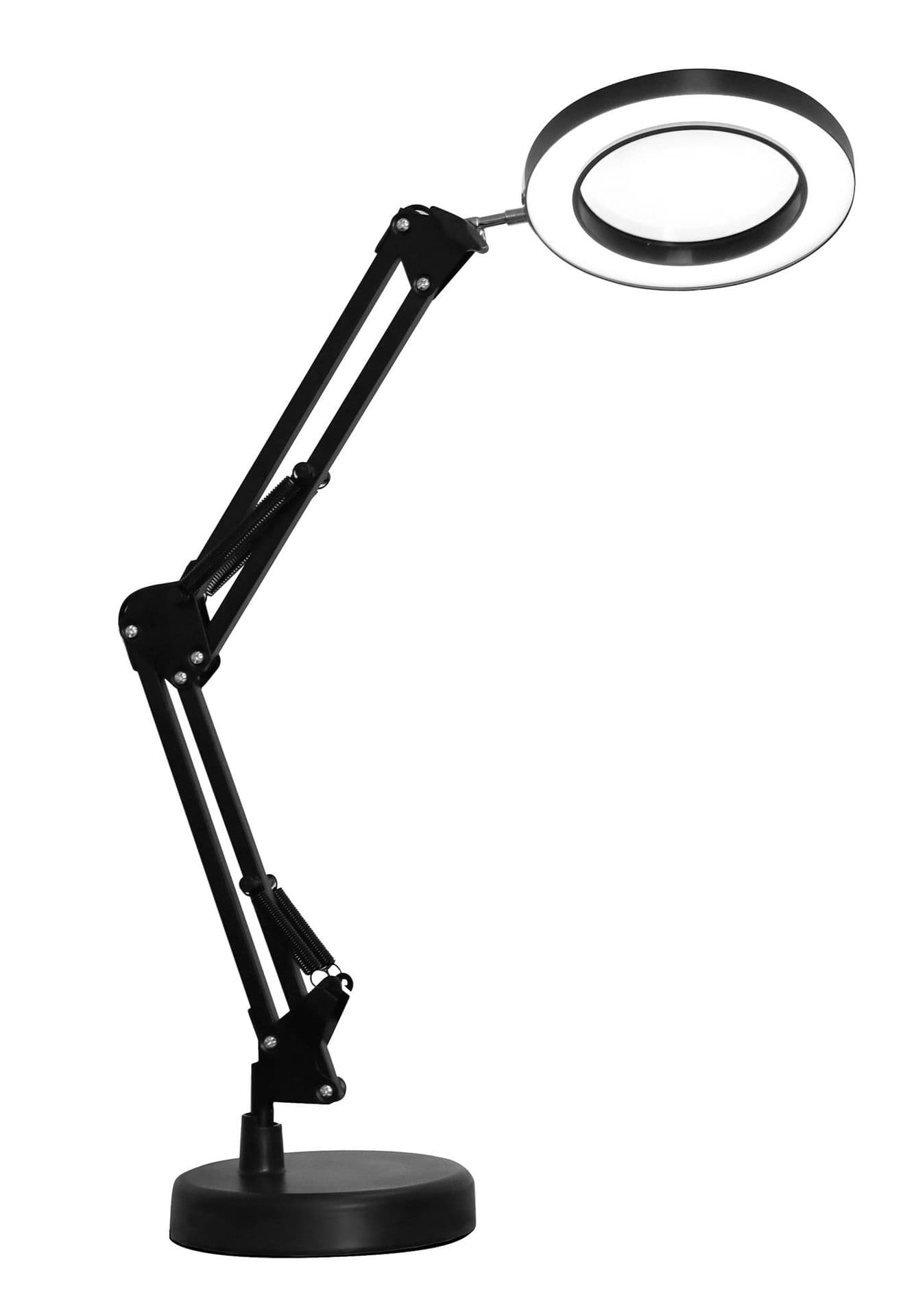 PLATINET Asztali lámpa 10W, 500Lm, flexibilis, 48x LED, rajzasztali lámpa, 3x nagyítólencsével, fekete