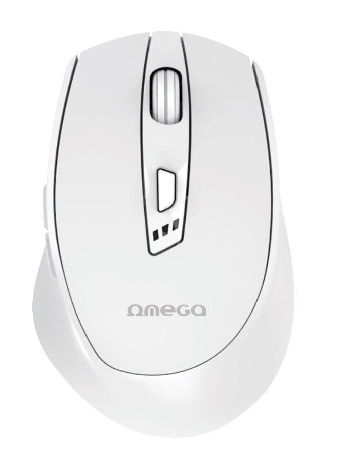 OMEGA Egér, Wireless, vezeték nélküli, Bluetooth 5.2, 2400 DPI, beépített akkumulátros, USB-C töltés, fehér