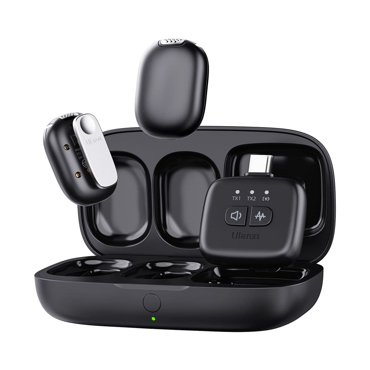 ULANZI A30 vezeték nélküli Mini lavalier mikrofon, 2 mikrofon és 1 vevő, usb-c, lighting, fekete