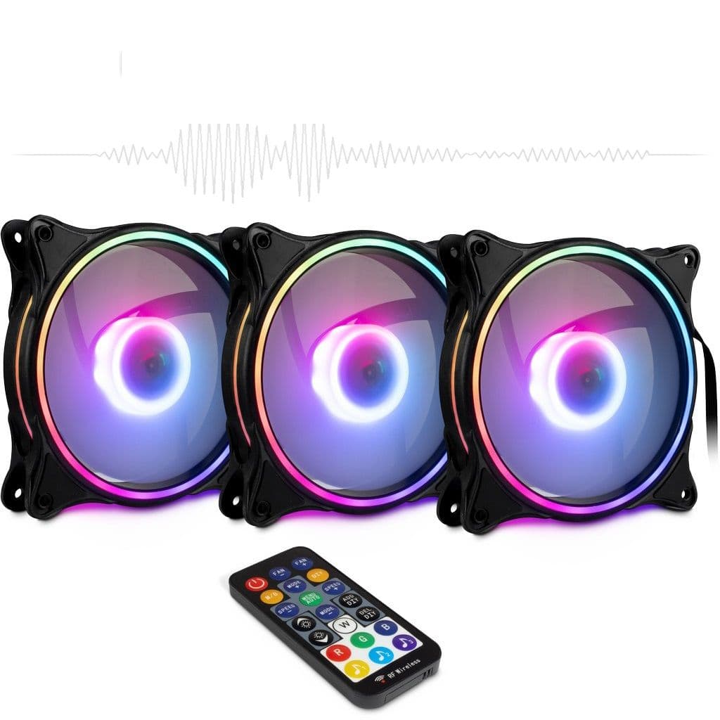 ARGUS Gamer hűtő ventilátor szett, 3 tűs, 120mm, RGB, távirányítóval - 3 darabos kiszerelés