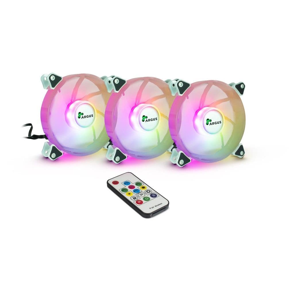 ARGUS Gamer hűtő ventilátor szett, 4 tűs, 120mm, RGB, PWM, távirányítóval - 3 darabos kiszerelés