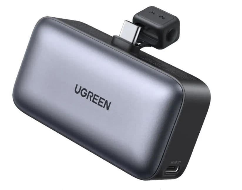UGREEN Power Bank hordozható töltő, közvetlenül telefonba csatlakoztatható, 5000mAh, 20W, USB-C, szürke
