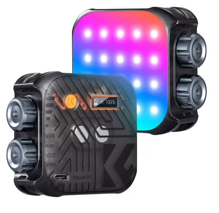 K&F Concept RGB LED lámpa, 2500-9900K, CRI 96+, 2000mAh, 21 fényeffekt, fekete