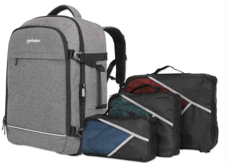 MANHATTAN Notebook hátizsák 17,3" Utazó hátizsák, 40 liter, 3 kagyló táskával, szürke