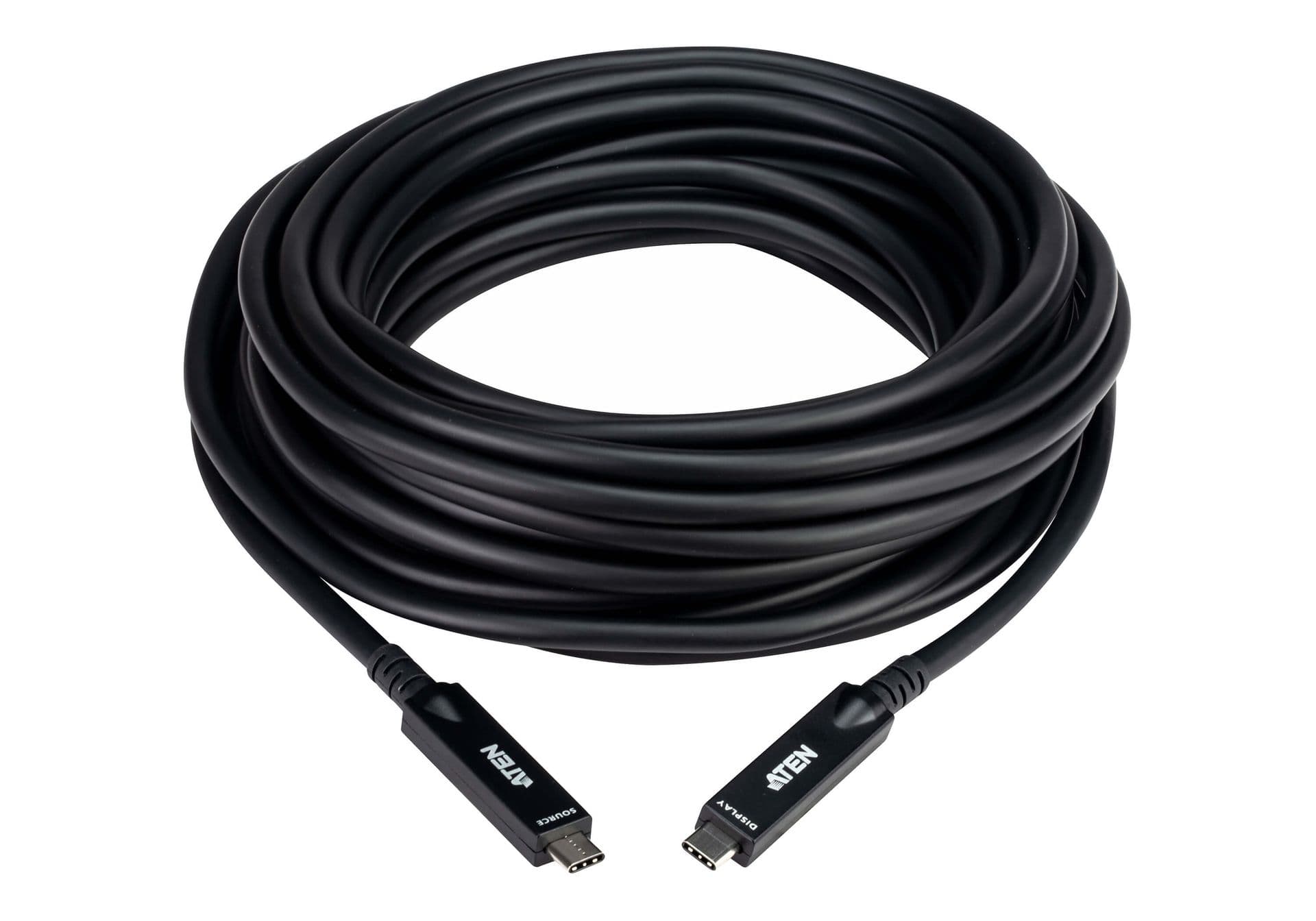 ATEN kábel aktív optikai Ultra HD USB 3.2 Gen 2 USB-C - USB-C, 60W, PD, 4K@60Hz, 10m, fekete