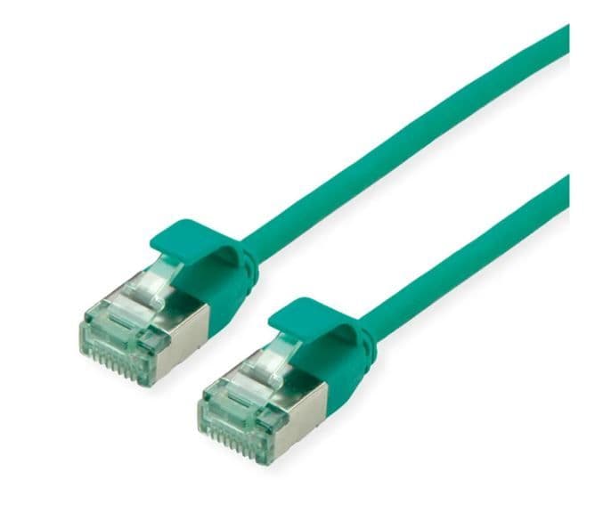ROLINE Patch kábel U/FTP CAT6a, Slim, ultra hajlékony, data center kábel, kihúzásgátló, RM, 3m, zöld