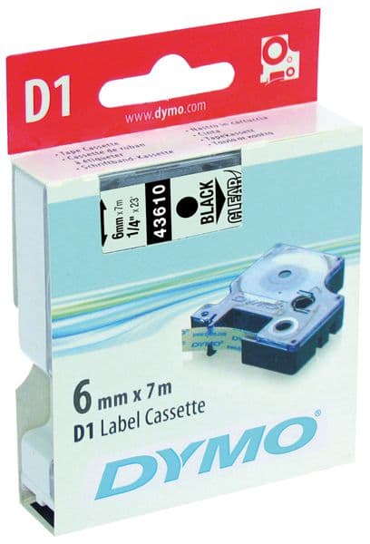 DYMO címke LM D1 alap 6mm fekete betű / víztiszta alap