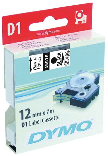 DYMO címke LM D1 alap 12mm fekete betű / víztiszta alap