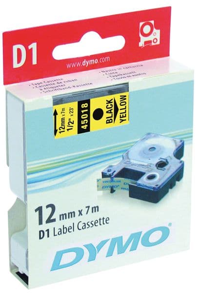 DYMO címke LM D1 alap 12mm fekete betű / sárga alap