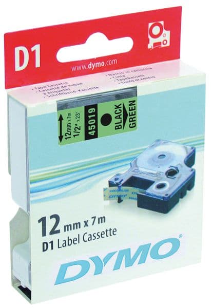 DYMO címke LM D1 alap 12mm fekete betű / zöld alap