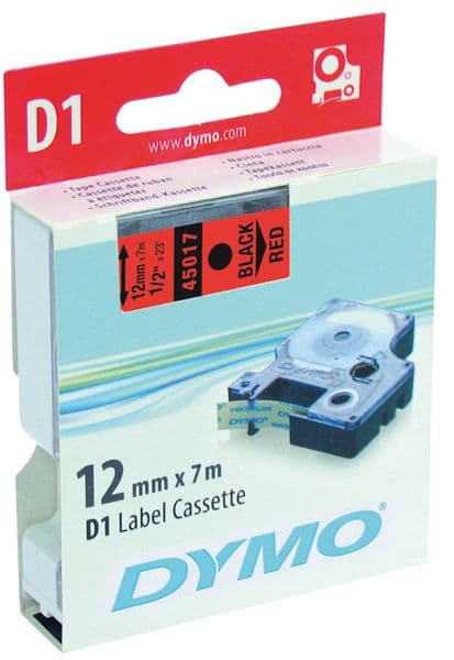 DYMO címke LM D1 alap 12mm fekete betű / piros alap